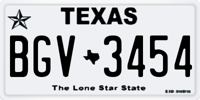 TX license plate BGV3454