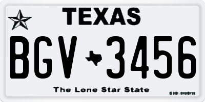 TX license plate BGV3456
