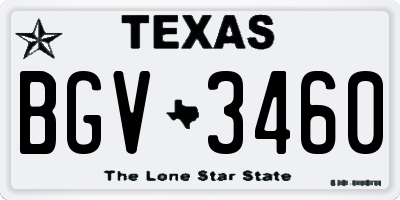 TX license plate BGV3460
