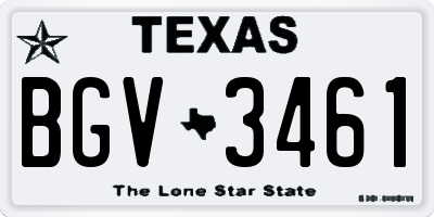 TX license plate BGV3461