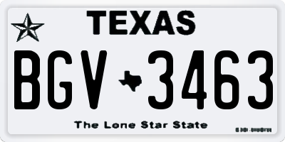 TX license plate BGV3463