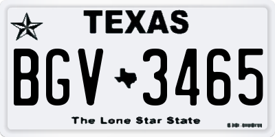 TX license plate BGV3465