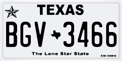 TX license plate BGV3466