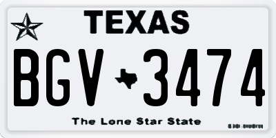 TX license plate BGV3474