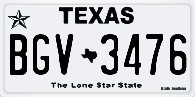 TX license plate BGV3476