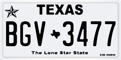 TX license plate BGV3477