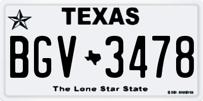 TX license plate BGV3478