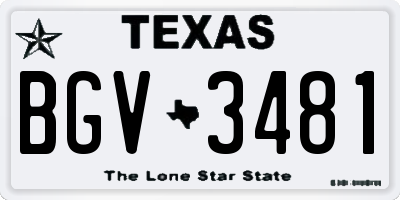 TX license plate BGV3481