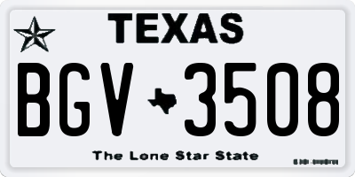 TX license plate BGV3508