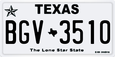TX license plate BGV3510
