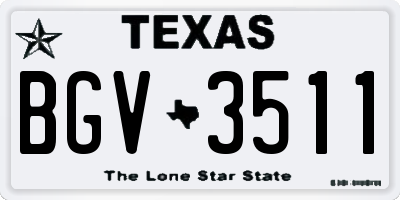 TX license plate BGV3511
