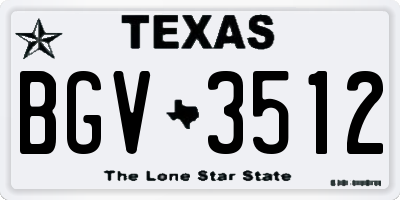 TX license plate BGV3512