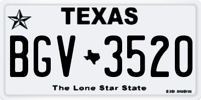 TX license plate BGV3520