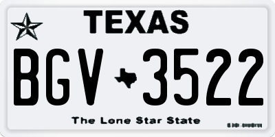 TX license plate BGV3522