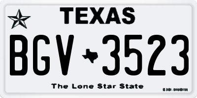 TX license plate BGV3523