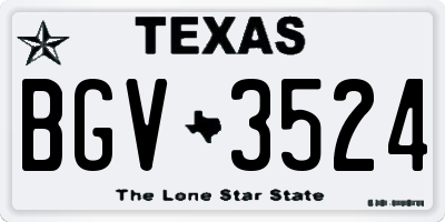 TX license plate BGV3524