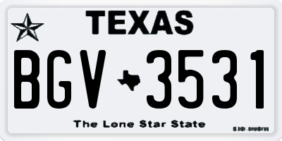 TX license plate BGV3531