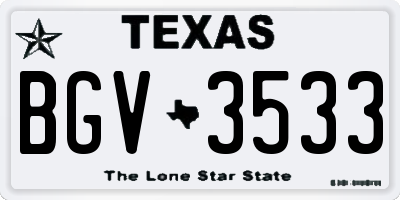 TX license plate BGV3533