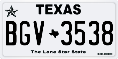 TX license plate BGV3538