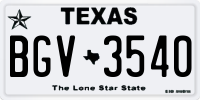 TX license plate BGV3540