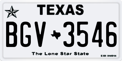 TX license plate BGV3546