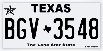 TX license plate BGV3548
