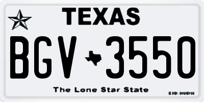 TX license plate BGV3550