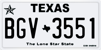 TX license plate BGV3551