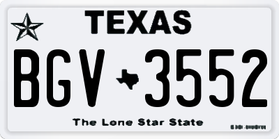 TX license plate BGV3552