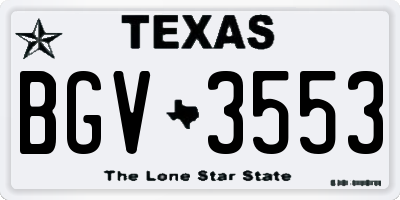 TX license plate BGV3553