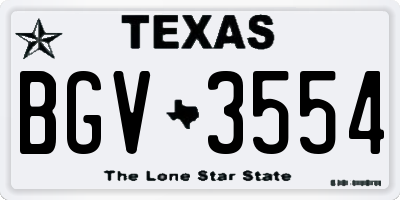 TX license plate BGV3554