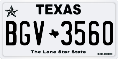 TX license plate BGV3560