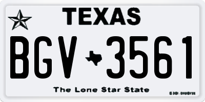 TX license plate BGV3561