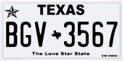 TX license plate BGV3567