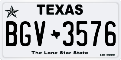 TX license plate BGV3576