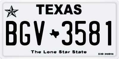 TX license plate BGV3581