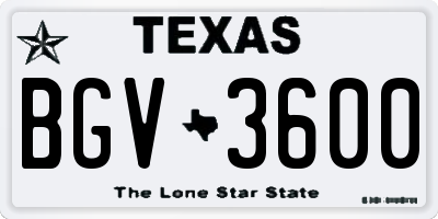 TX license plate BGV3600
