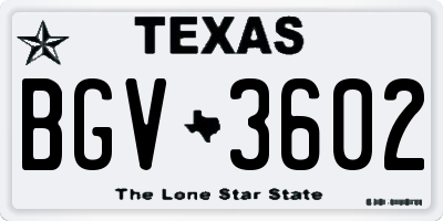 TX license plate BGV3602