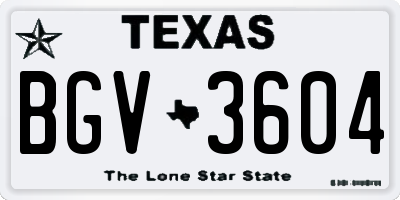 TX license plate BGV3604