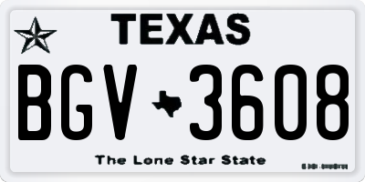 TX license plate BGV3608