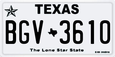 TX license plate BGV3610