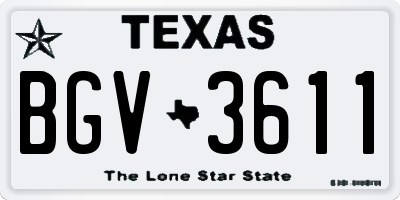 TX license plate BGV3611