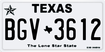 TX license plate BGV3612