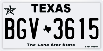 TX license plate BGV3615