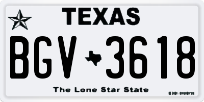 TX license plate BGV3618