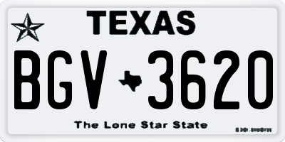 TX license plate BGV3620