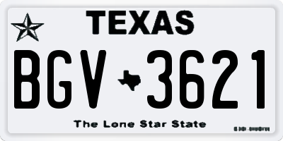 TX license plate BGV3621