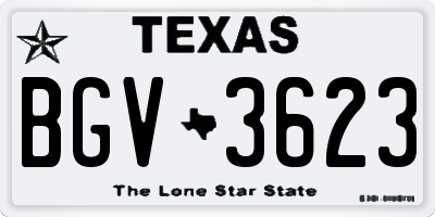 TX license plate BGV3623