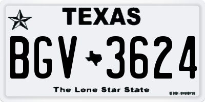 TX license plate BGV3624