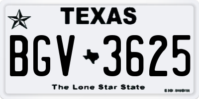 TX license plate BGV3625